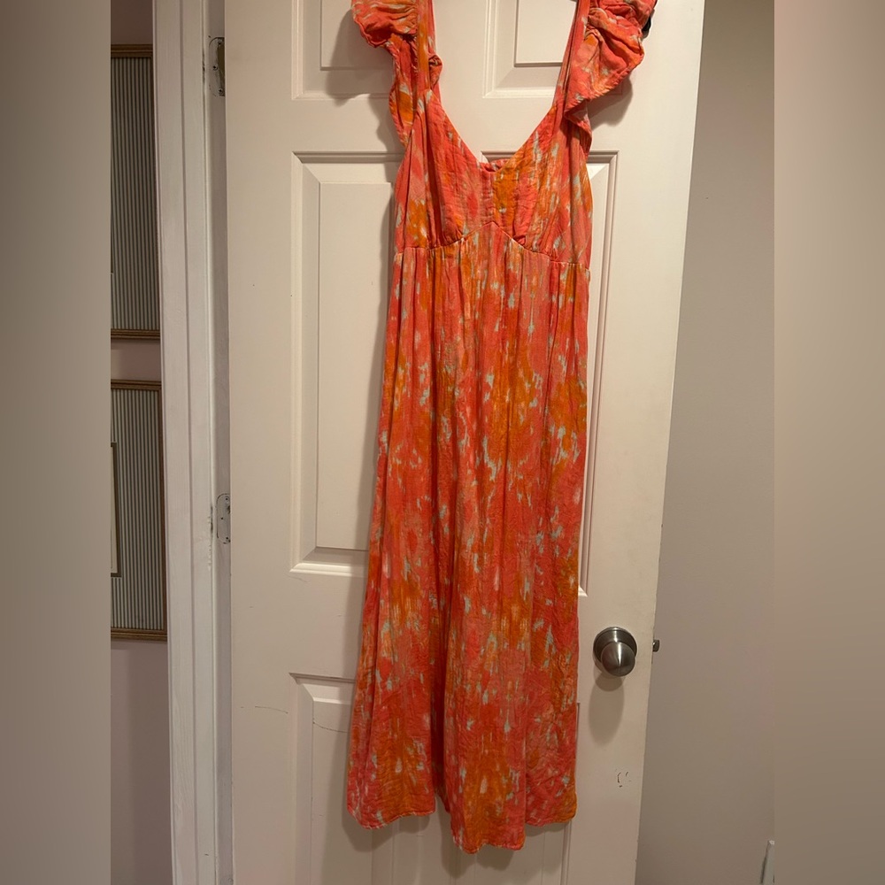 Vibrant Orange Tie-Dye Dress